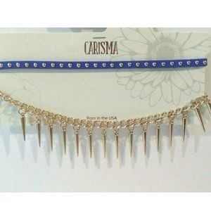 3/$10 Gold Spike + Blue Suede & Gold Studs Chokers